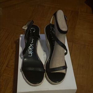 Calvin Klein Black Wedge Shoes with Elegant Design